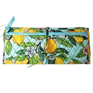 NWT Vera Bradley Quilted Lemon Grove Padded Travel Curling and Flat Iron Cover
